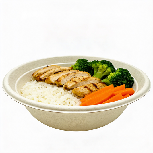 32OZ Bagasse Bowl Natural, 300/CS