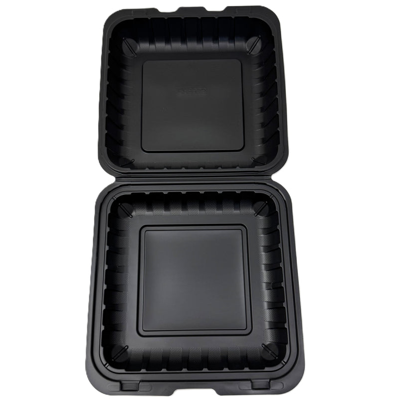 9X9 1-Comp Black Hinged Container