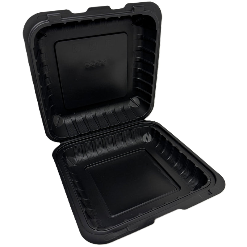 9X9 1-Comp Black Hinged Container