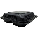 9X9 3-Comp Black Hinged Container