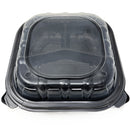 9X9X3 Hinged Container 3-Comp Black Bottom w/ Clear Lid