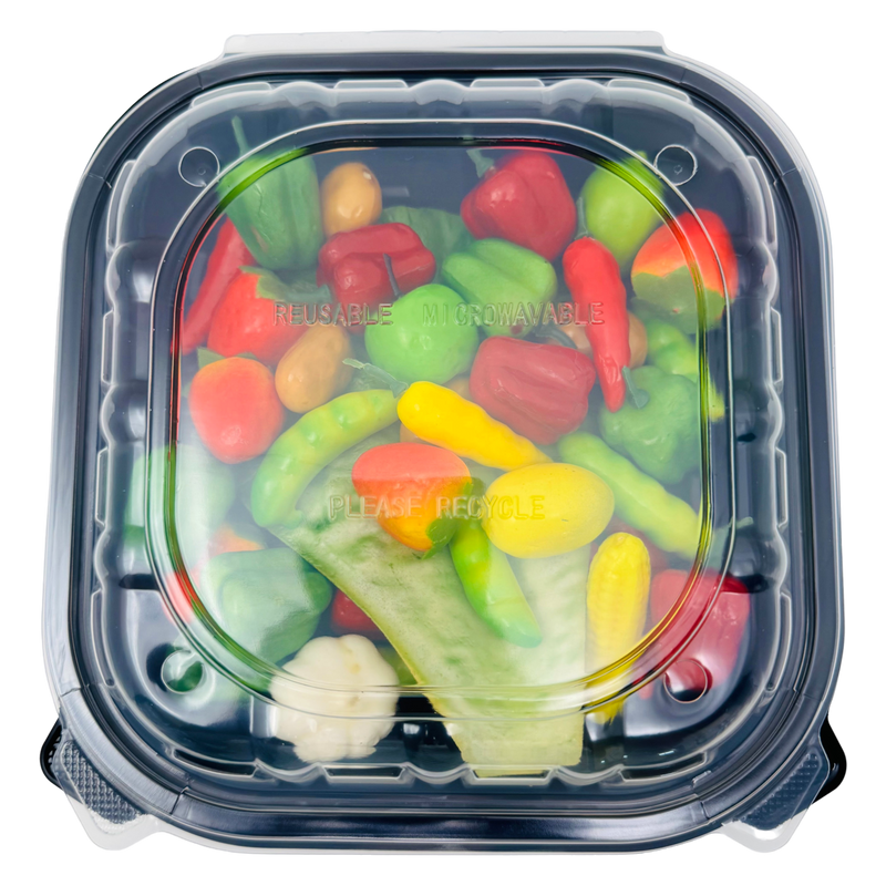 9X9X3 Hinged Container 1-Comp Black Bottom w/ Clear Lid