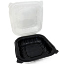 9X9X3 Hinged Container 1-Comp Black Bottom w/ Clear Lid