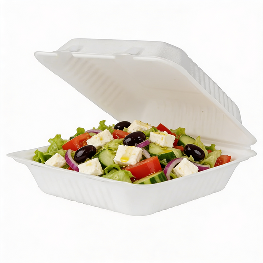 Bagasse Hinged Container 9X9 1-Comp, 200/CS