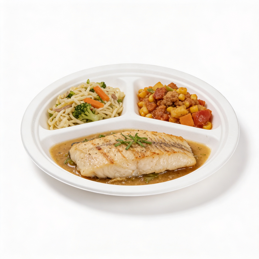 10" Bagasse Plate Round 3-Comp, 500/CS