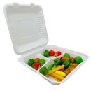 Bagasse Hinged Container 9X9 3-Comp