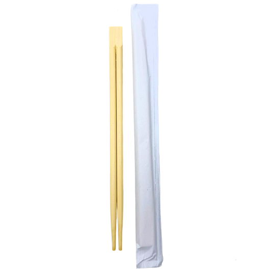 White Sleeve 9" Twin Bamboo Chopsticks
