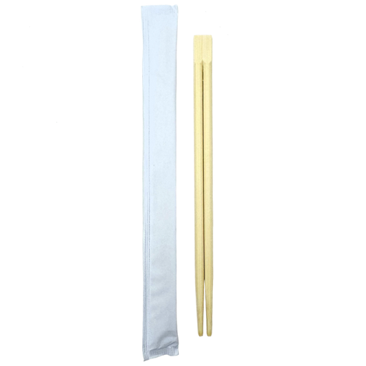 White Sleeve 9" Twin Bamboo Chopsticks
