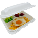 8X8 3-Comp White Hinged Container