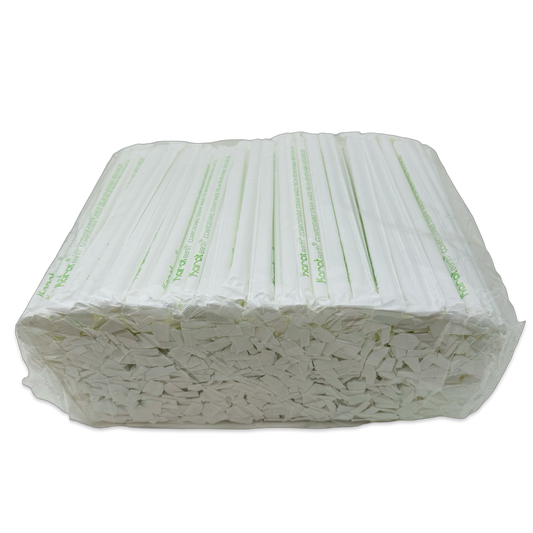 PLA Straw 7.75" Clear Paper Wrapped