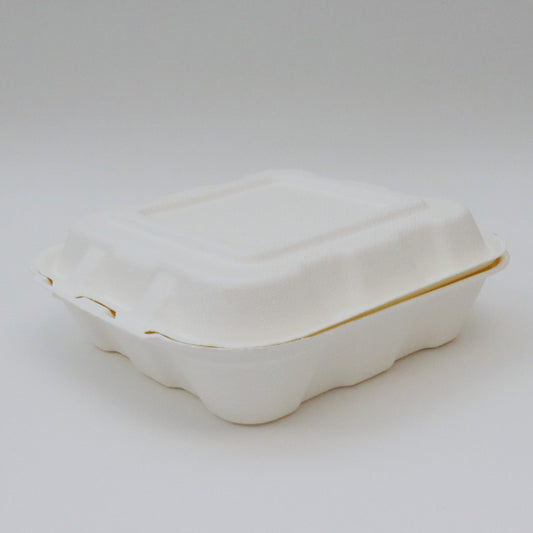 Bagasse Hinged Container 9X9 1-Comp