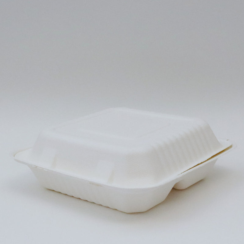 Sugarcane Fiber Hinged Container 9X9 3-Comp KE-BHC99-3C