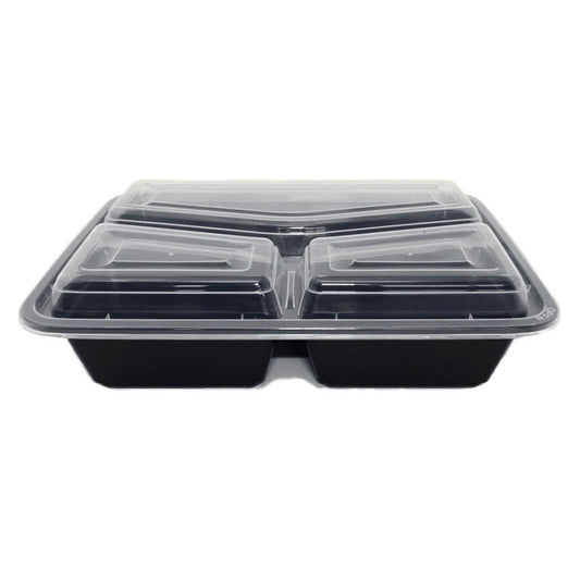 42OZ Rect 3-Comp Plastic Container and Lid