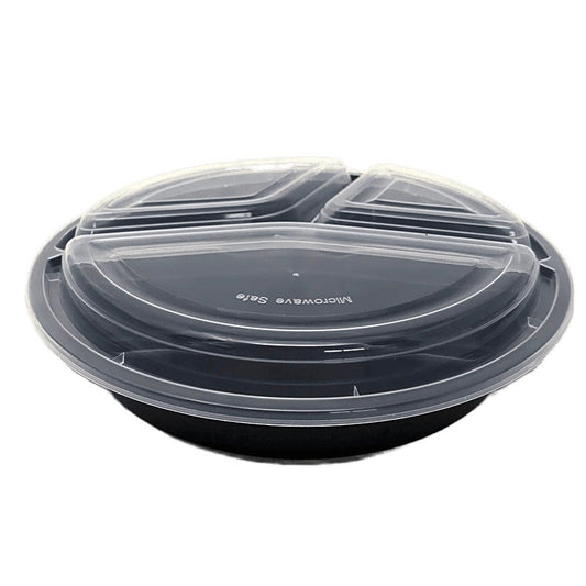 9" Round 3-Comp Plastic Container and Lid