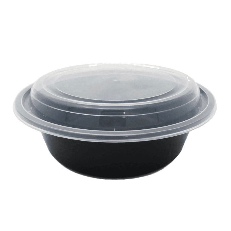 32OZ Round Black Plastic Container and Lid