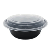 32OZ Round Black Plastic Container and Lid