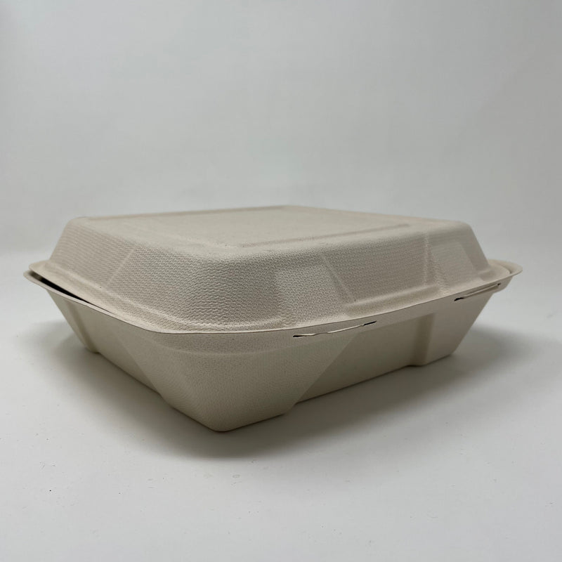 Sugarcane Fiber Hinged Container 9X9 1 Comp HC99