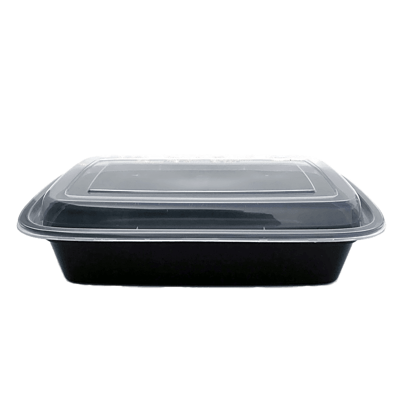32OZ Black Rect Plastic Container and Lid