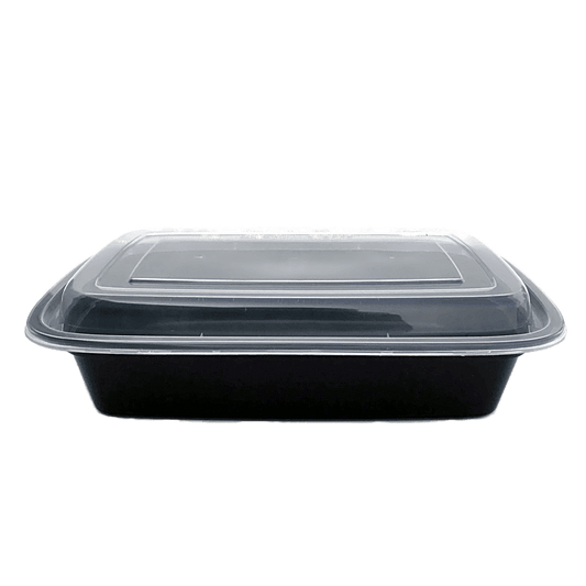 32OZ Black Rect Plastic Container and Lid